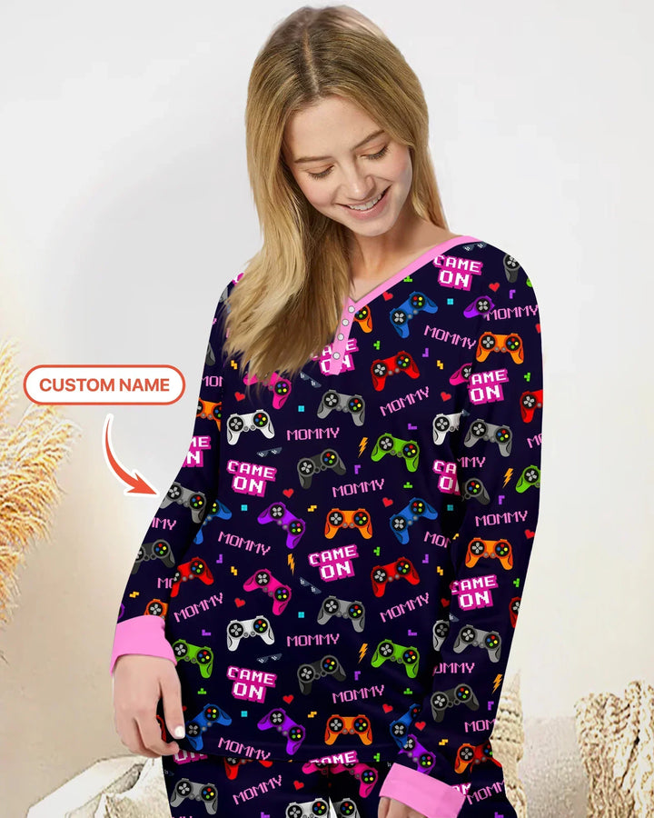 Custom Name Game On Family Matching Bamboo Women Pajama Set