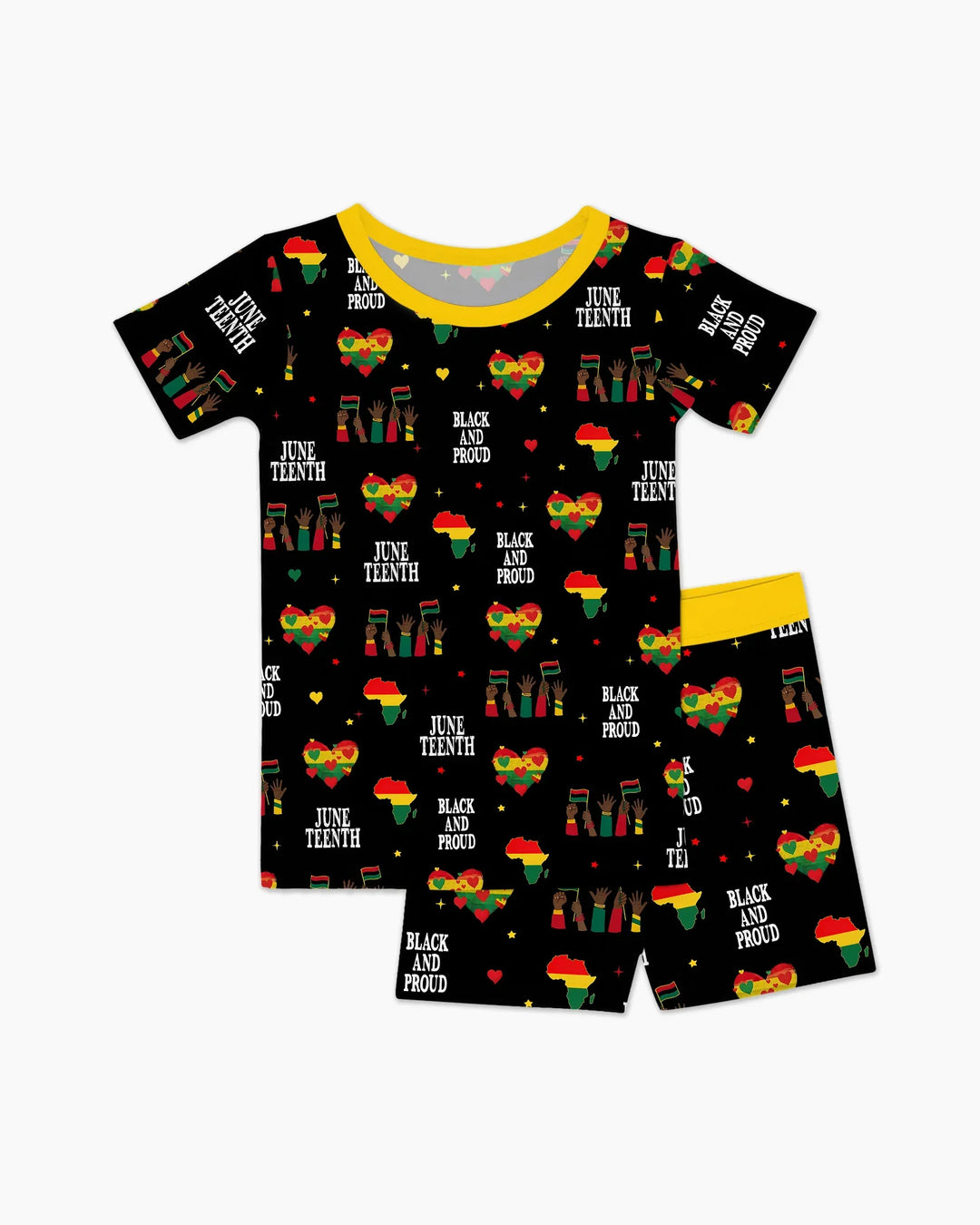 Juneteenth Black and Proud Bamboo Two Piece Short Sleeve Shorts Pajama Set