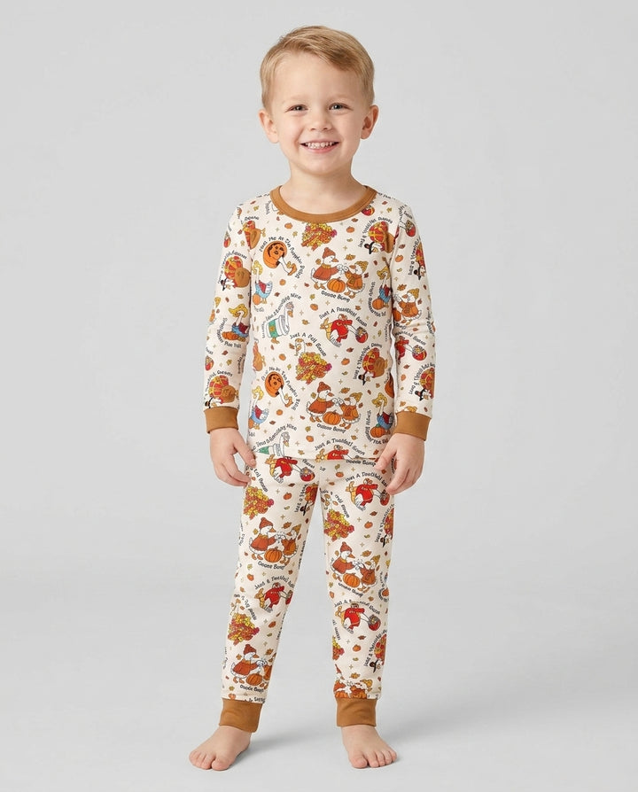 Zweiteiliges Langarm-Pyjama-Set mit Sommerfrüchten