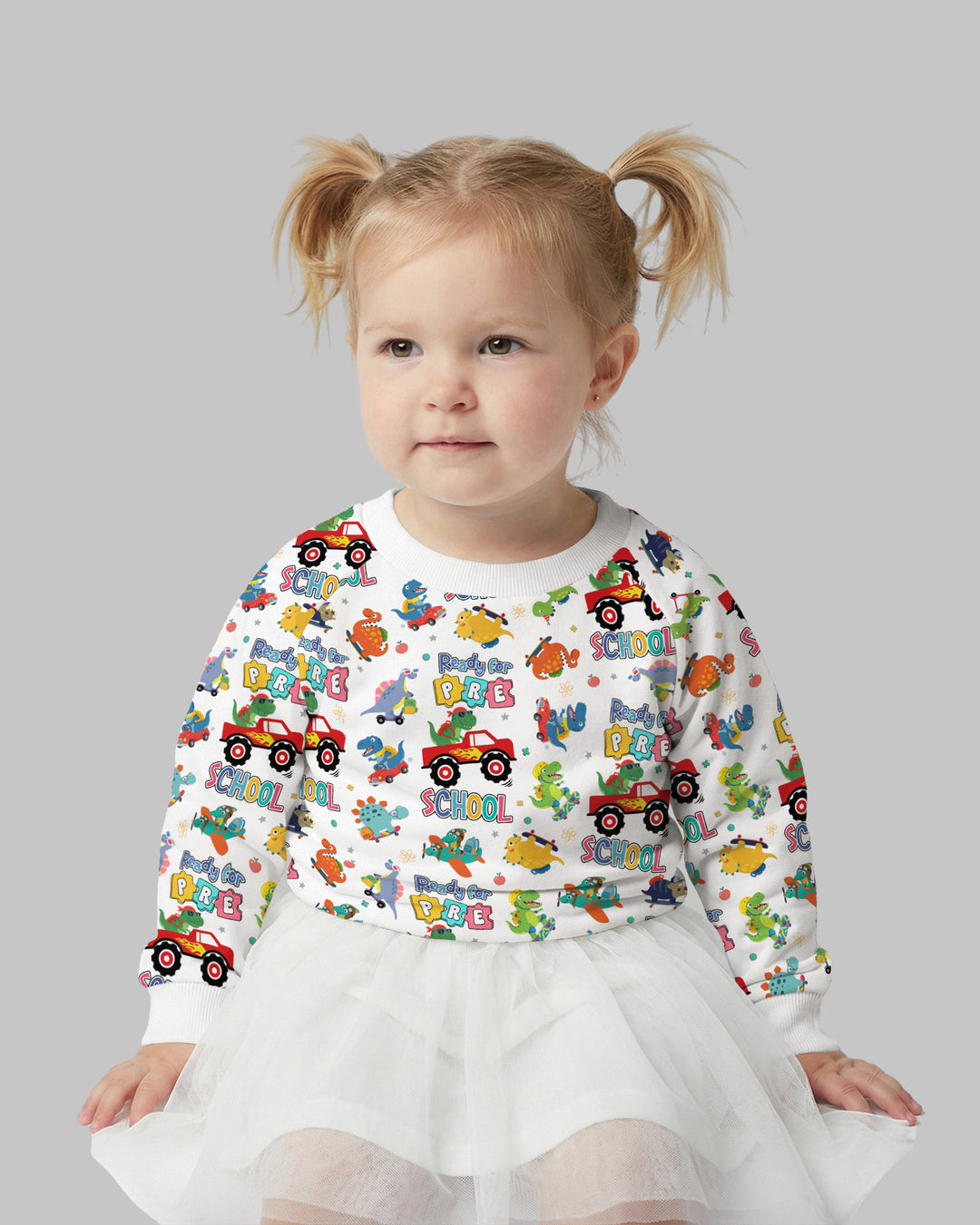First Day of Preschool T-Rex Bamboo Crewneck Sweatshirt