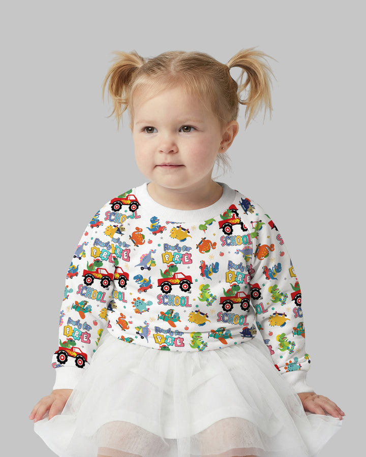 First Day of Preschool T-Rex Bamboo Crewneck Sweatshirt