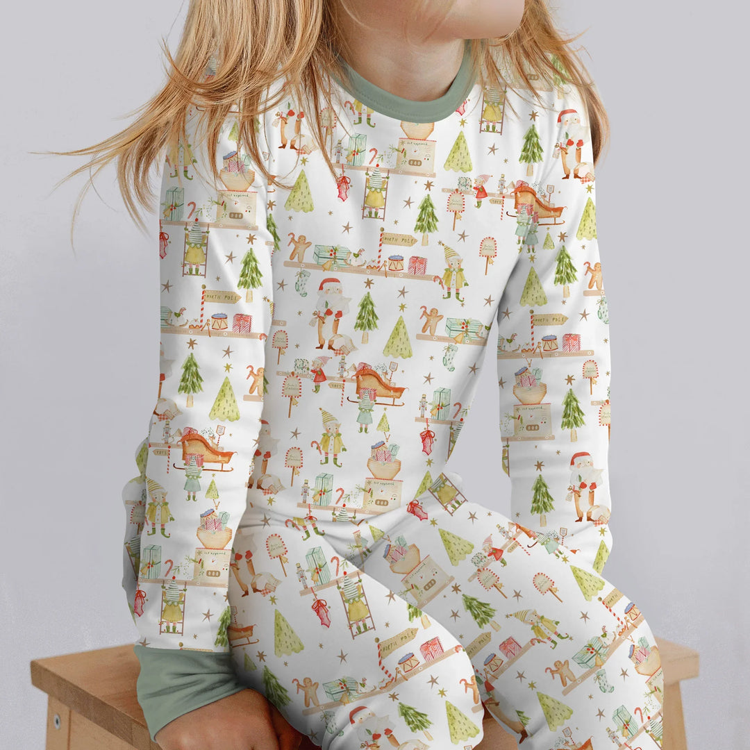Santa's Workshop Two Piece Long Sleeve Pajama Set