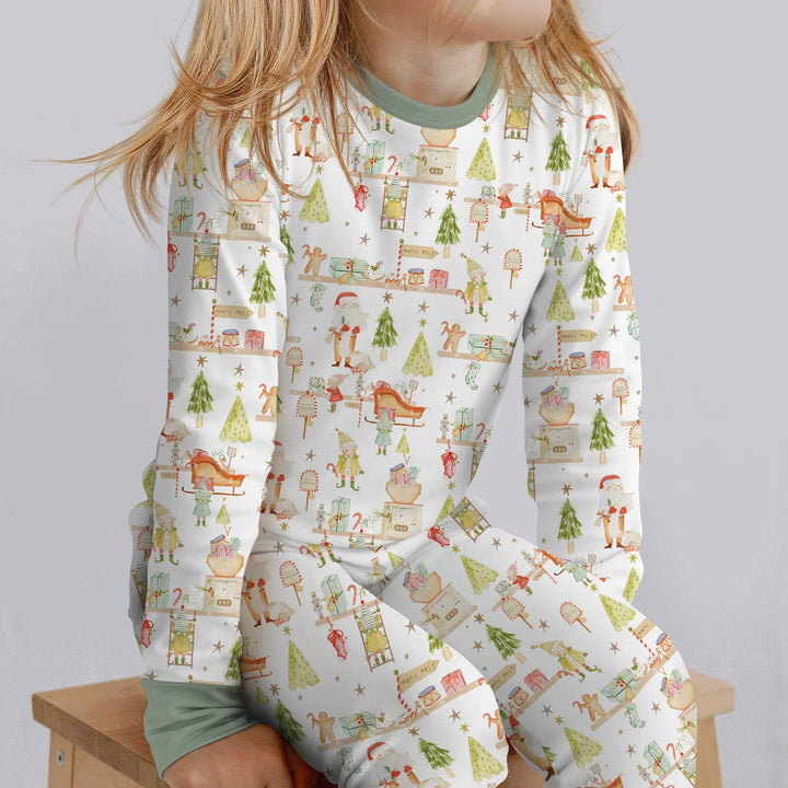 Santa's Workshop Two Piece Long Sleeve Pajama Set