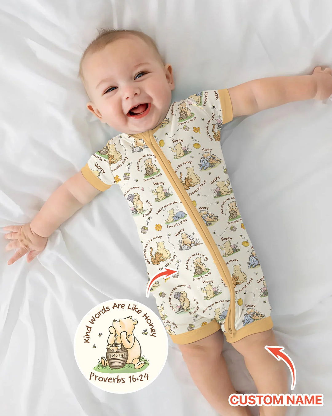 Kind Words Are Like Honey Custom Name Bamboo Shorty Zippy