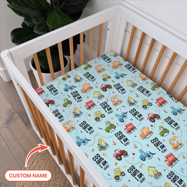 God Says I Am Boy Fitted Crib Sheet