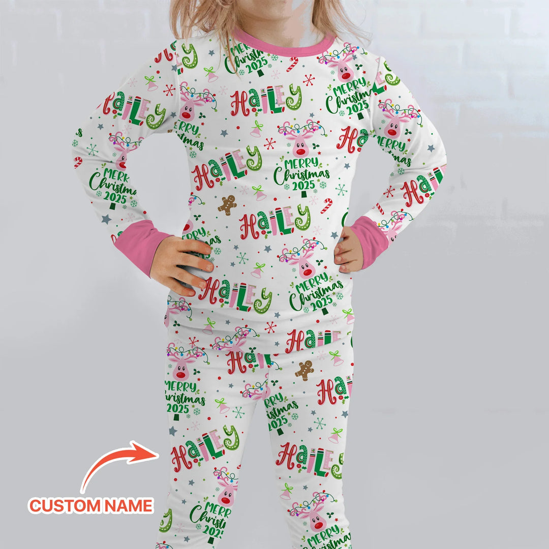 Custom Name "Whimsical Little Things" Two Piece Long Sleeve Pajama Set