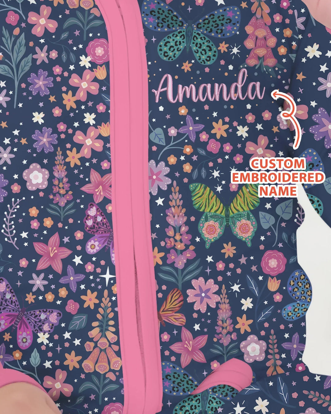 Custom Name Embroidered Colorful Butterfly Bamboo Convertible Zippy