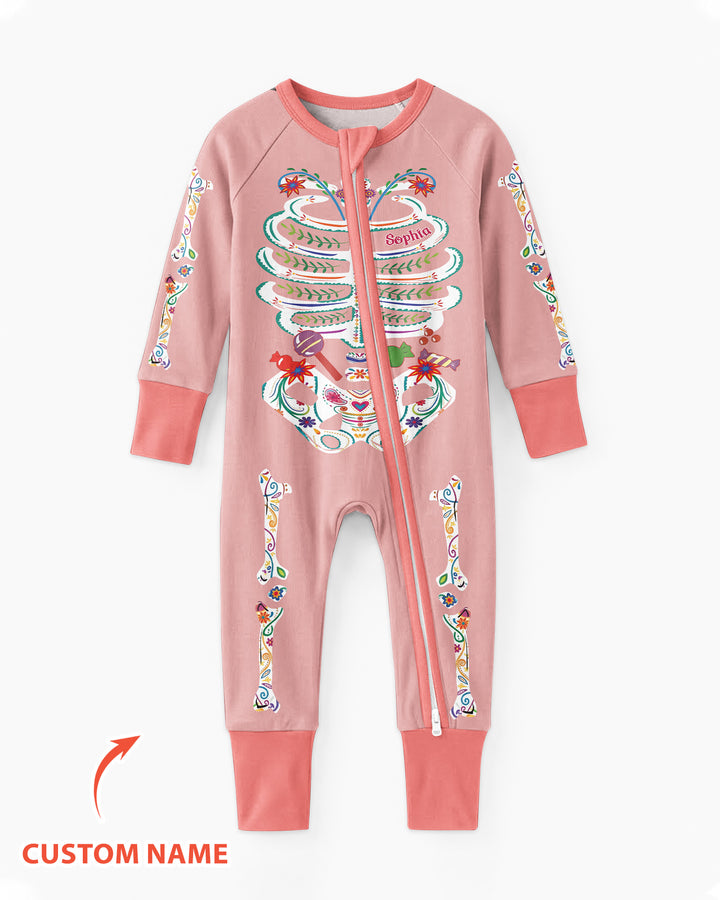 Custom Mexican Halloween Floral Skeleton Bamboo Convertible Zippy