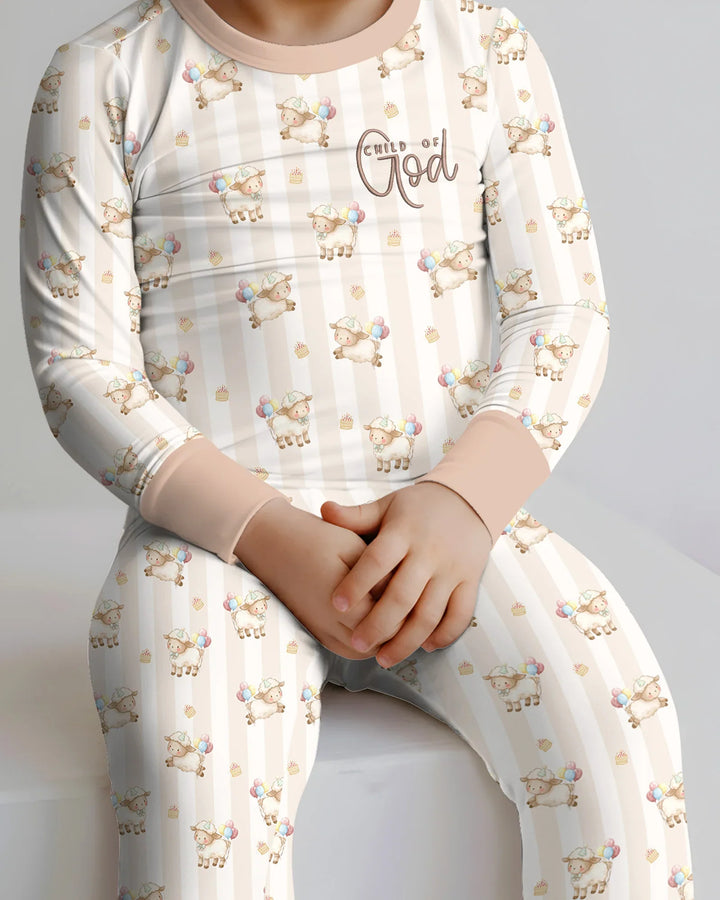Child Of God Embroidered Baby Bamboo Two Piece Long Sleeve Pajama Set