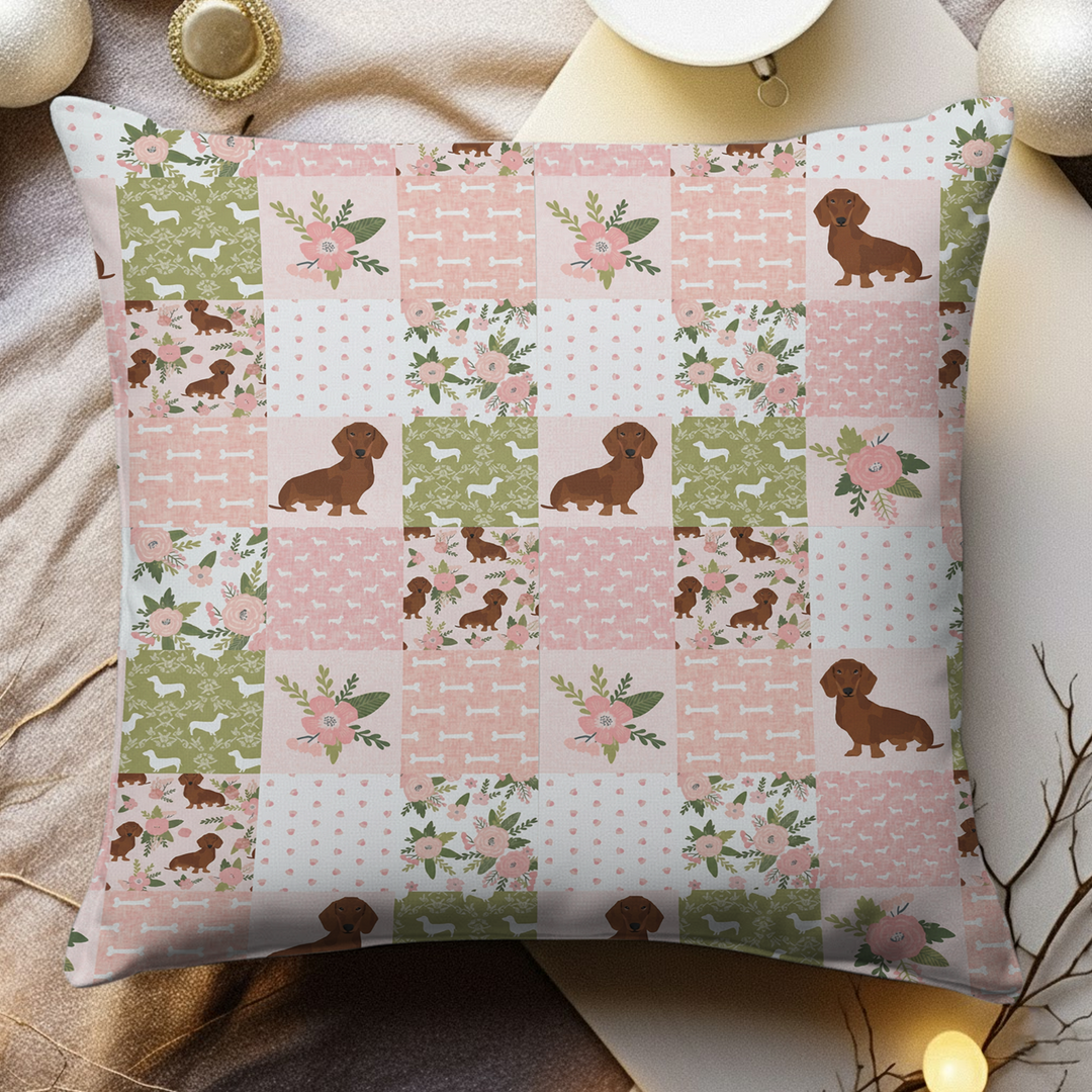 Floral Dachshund Grace Pillow Case