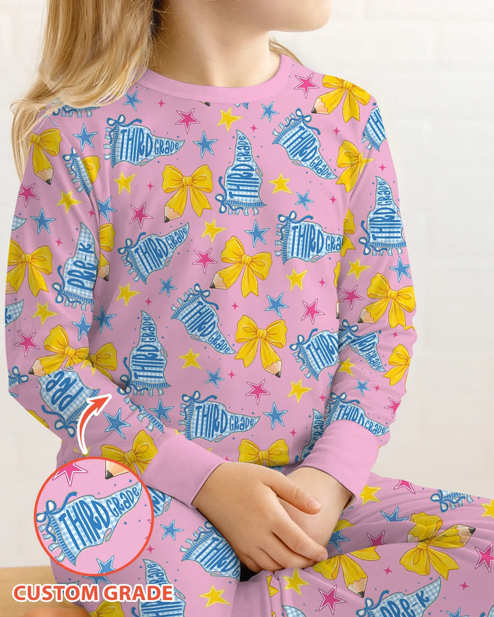 Conjunto de pijama de dos piezas de bambú con mangas largas, plantilla PERSONALIZADA