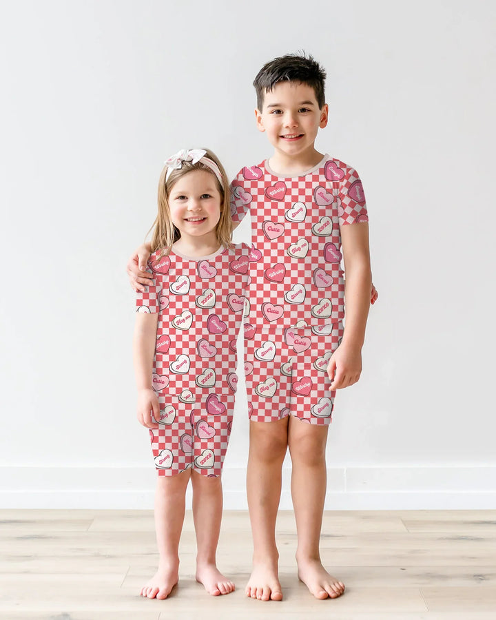 Valentine in Hearts Two Piece Short Sleeve Shorts Pajama Set