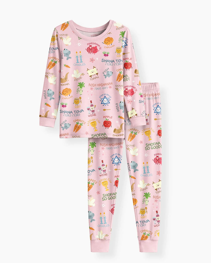 Zweiteiliges Langarm-Pyjama-Set mit Sommerfrüchten