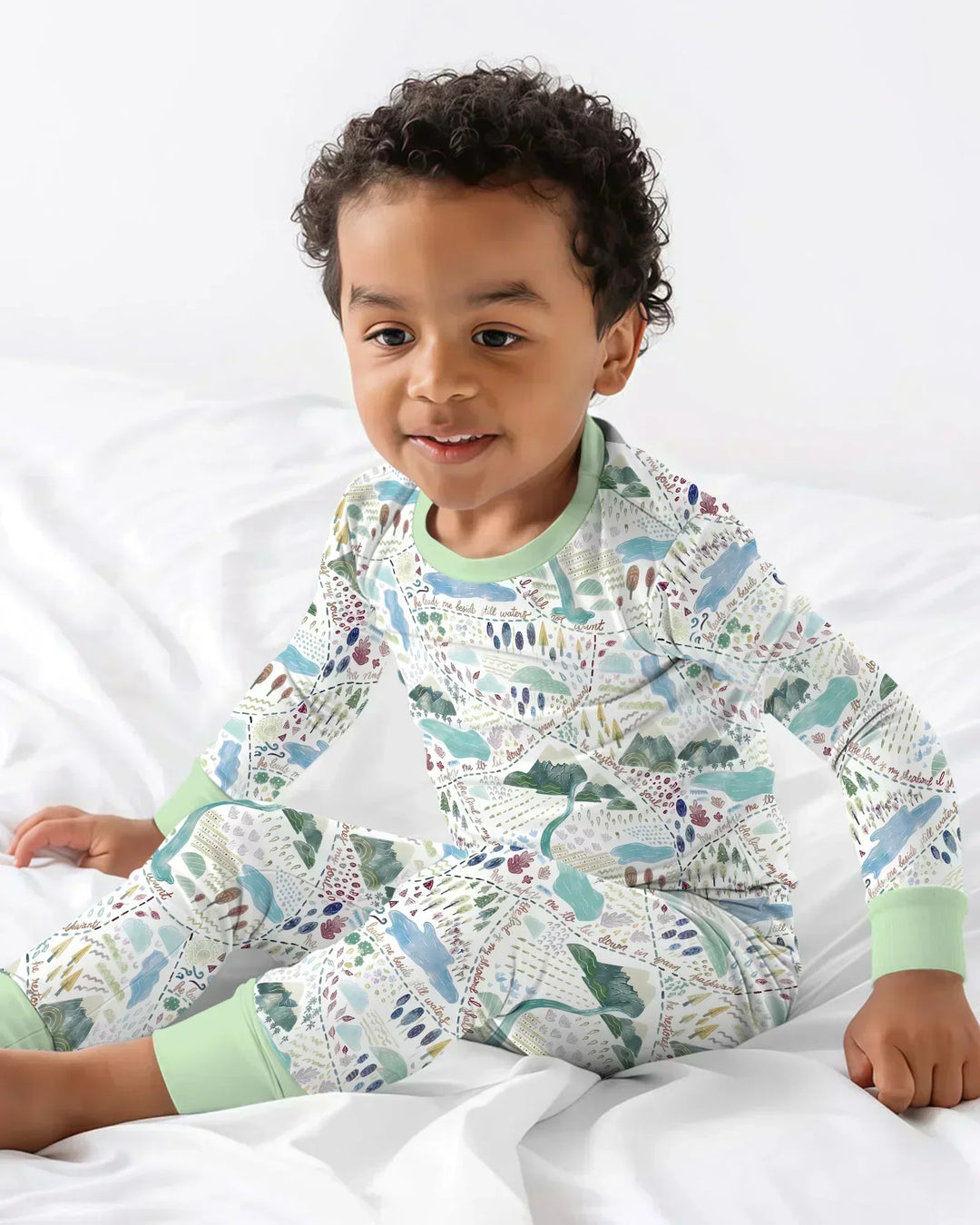 Whimsical Psalms 23 Map Two Piece Long Sleeve Pajama Set