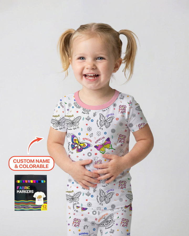 Zweiteiliges, kurzärmliges Pyjama-Set mit Marienkäfern