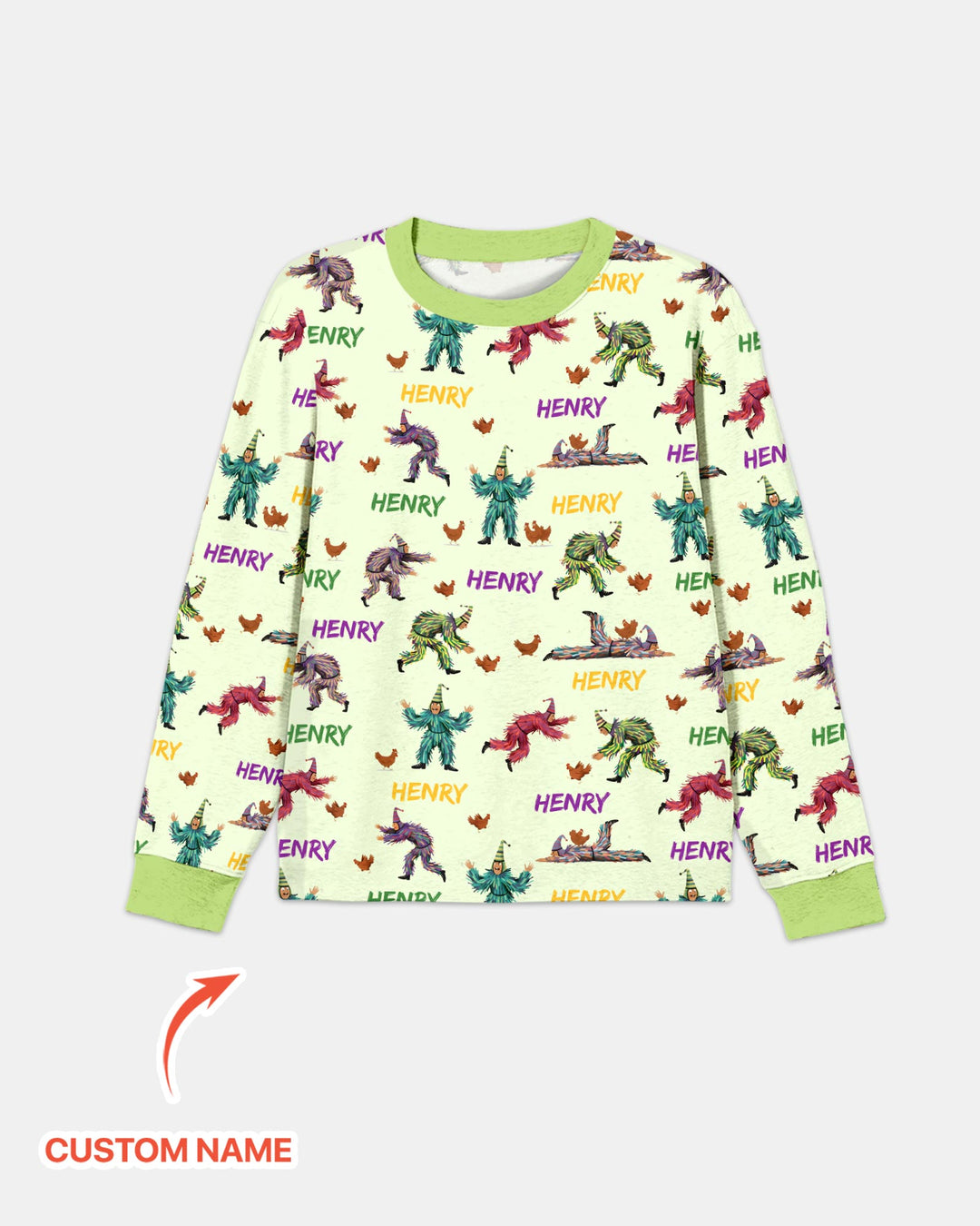 Custom Name Mardi Gras Chicken Chase Family Matching Men's Pajama Set