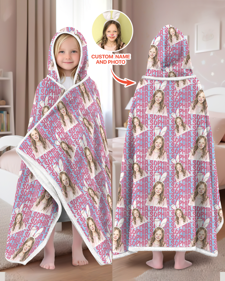 Colorful Kids Name Bamboo Blanket Hoodie