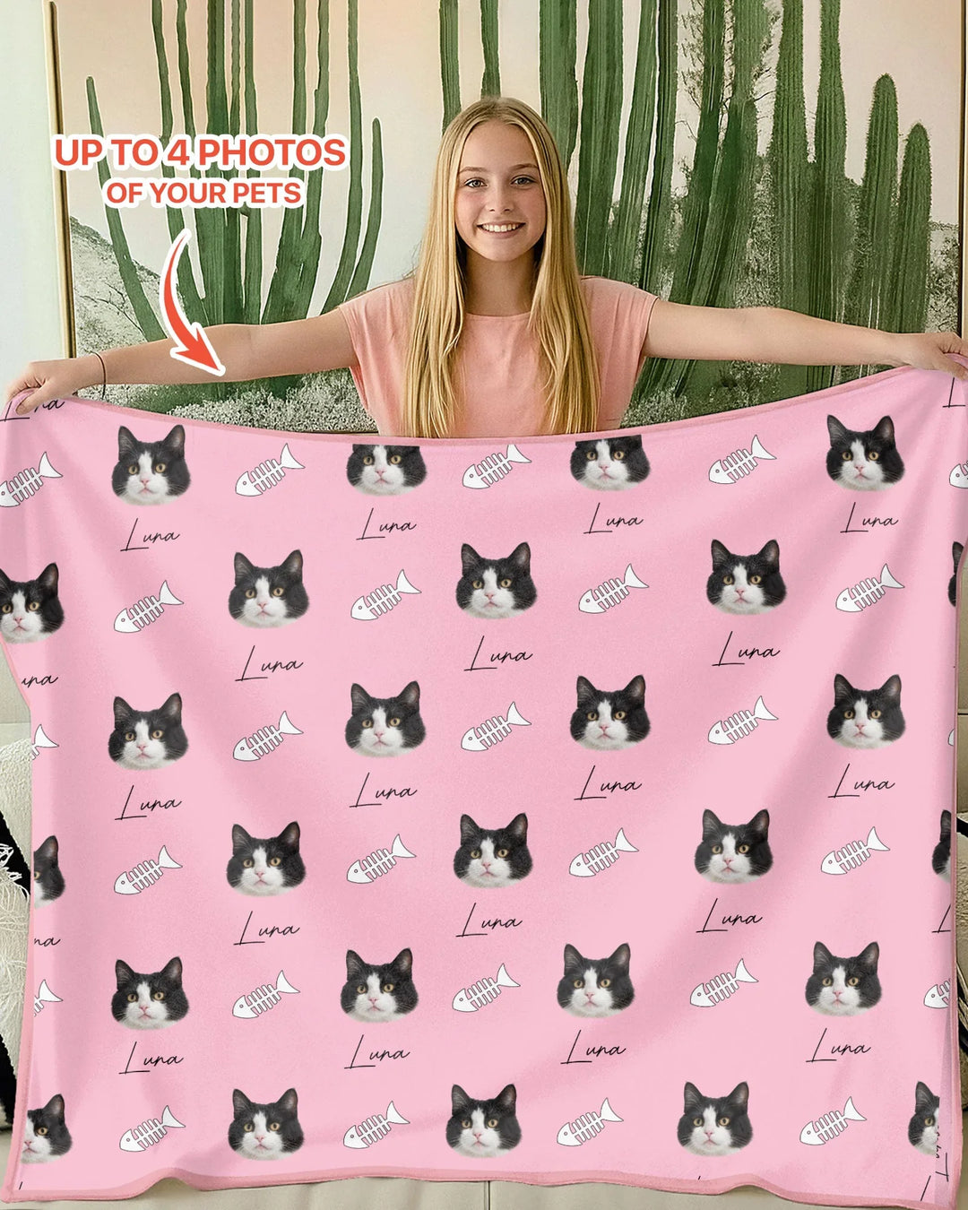 Custom Name and Pet Photos Blanket