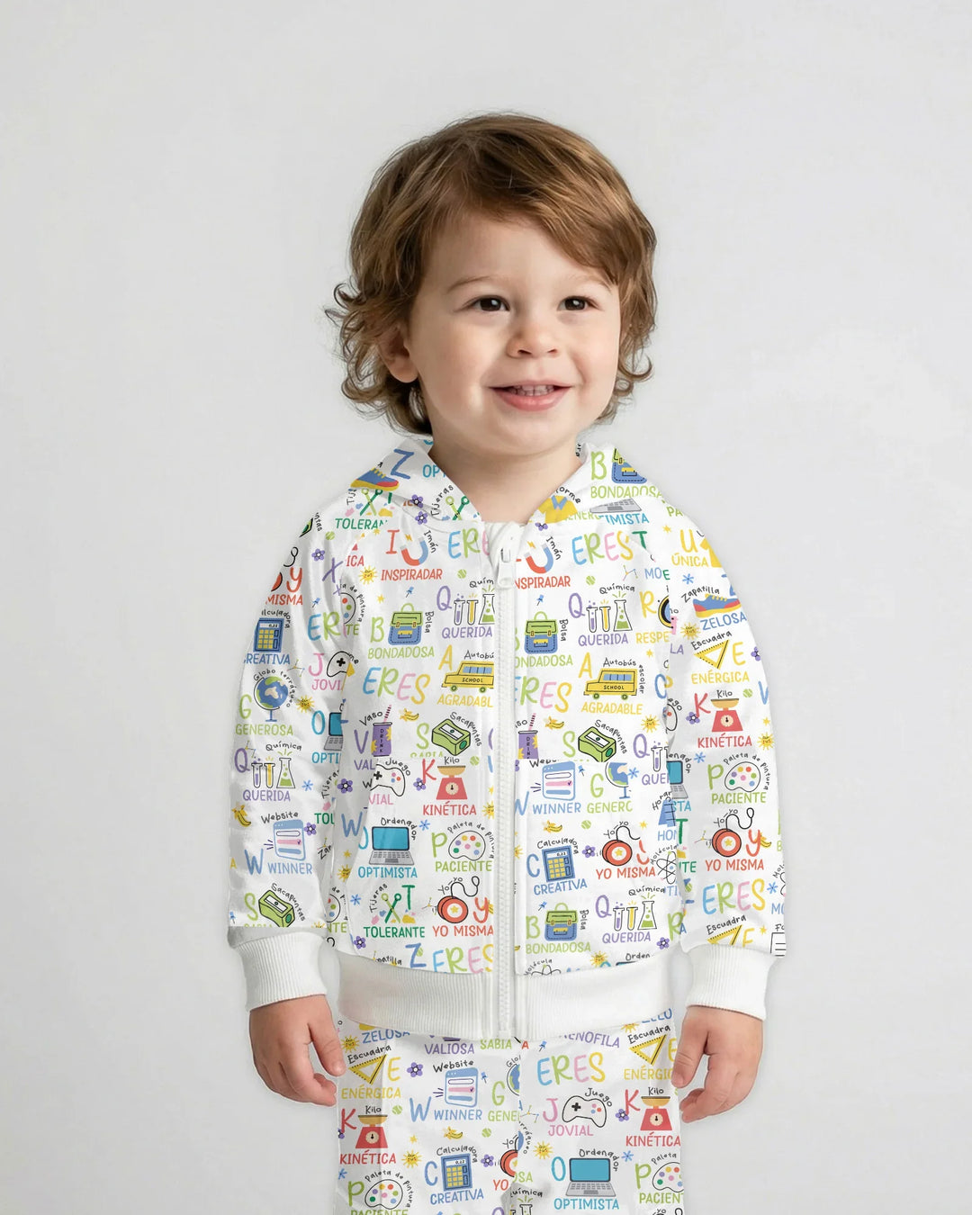 Sudadera con capucha y cremallera de bambú versión Abecedario Español Eres