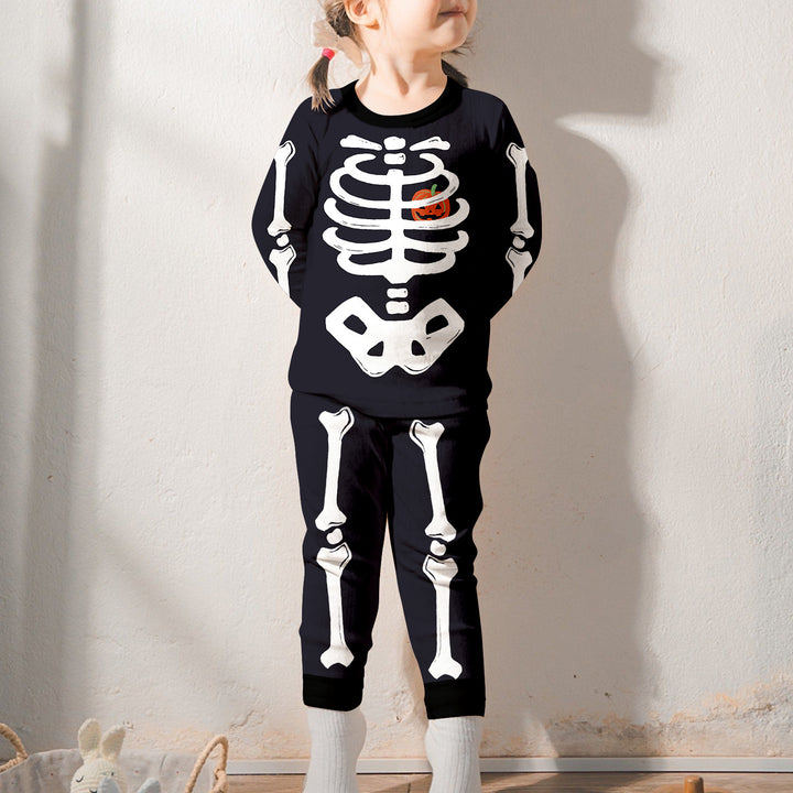 Halloween Glow In The Dark Skeleton Two Piece Long Sleeve Pajama Set