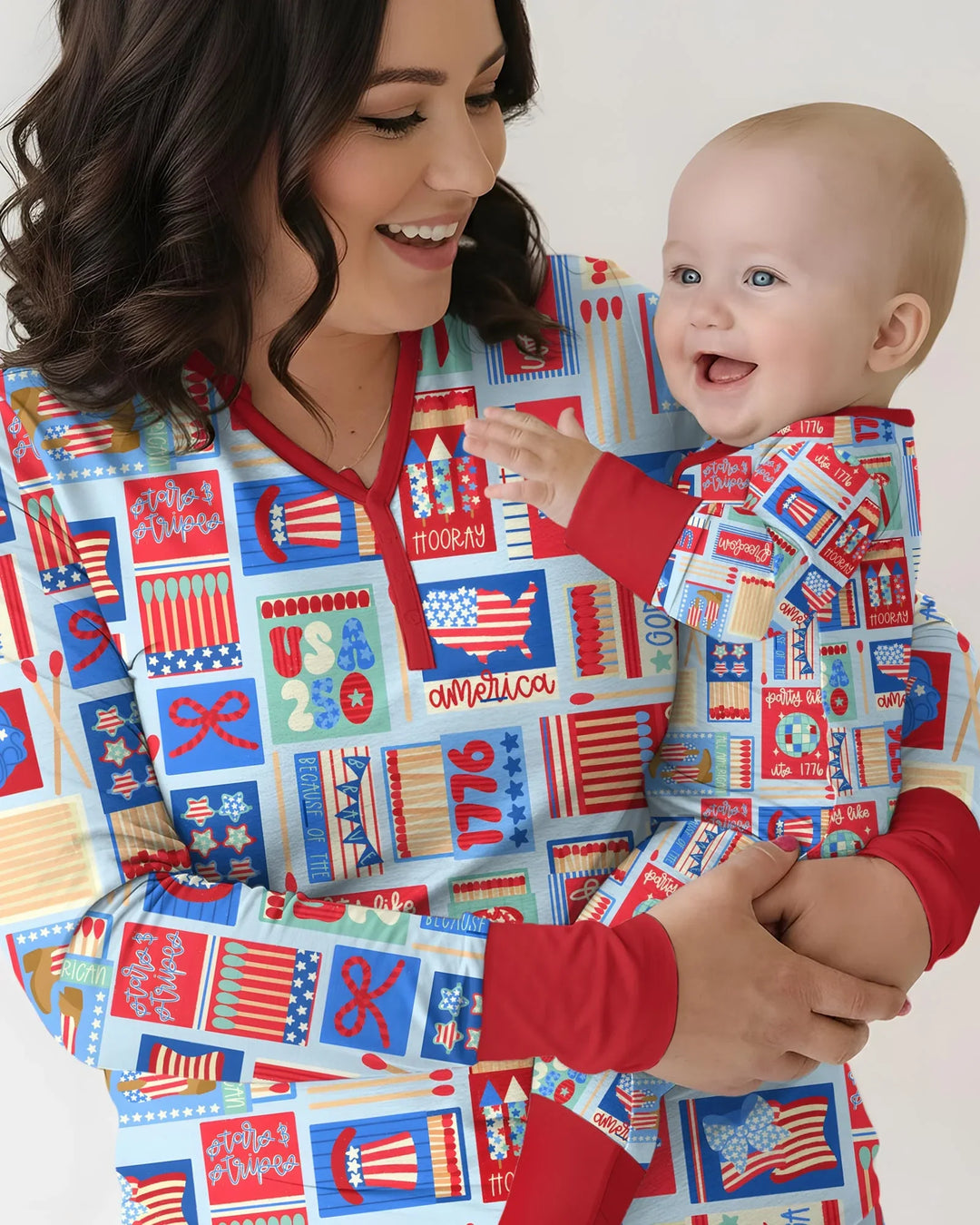 Patriotic Matchbox Family Matching Bamboo Women Pajama Set