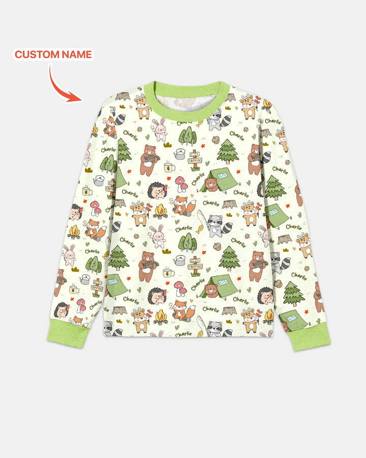 Custom Name Little Camp Buddies Bamboo Men's Pajama Set