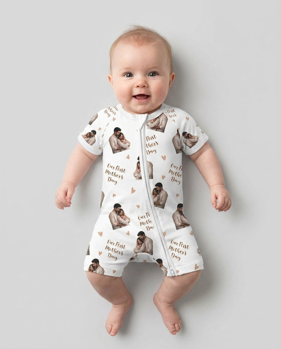 Custom Photo Our First as Parents Bamboo Shorty Zippy