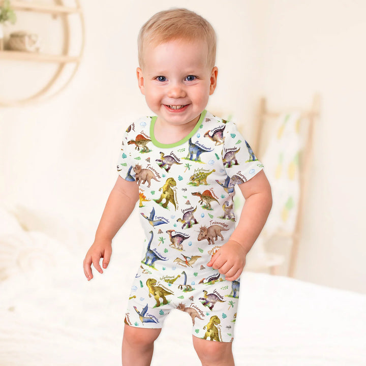 Dino Dreamland Two Piece Short Sleeve Shorts Pajama Set