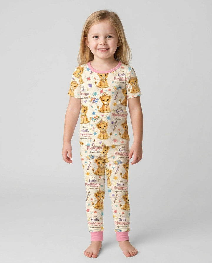 I Am God's Masterpiece Two Piece Short Sleeve Pajama Set