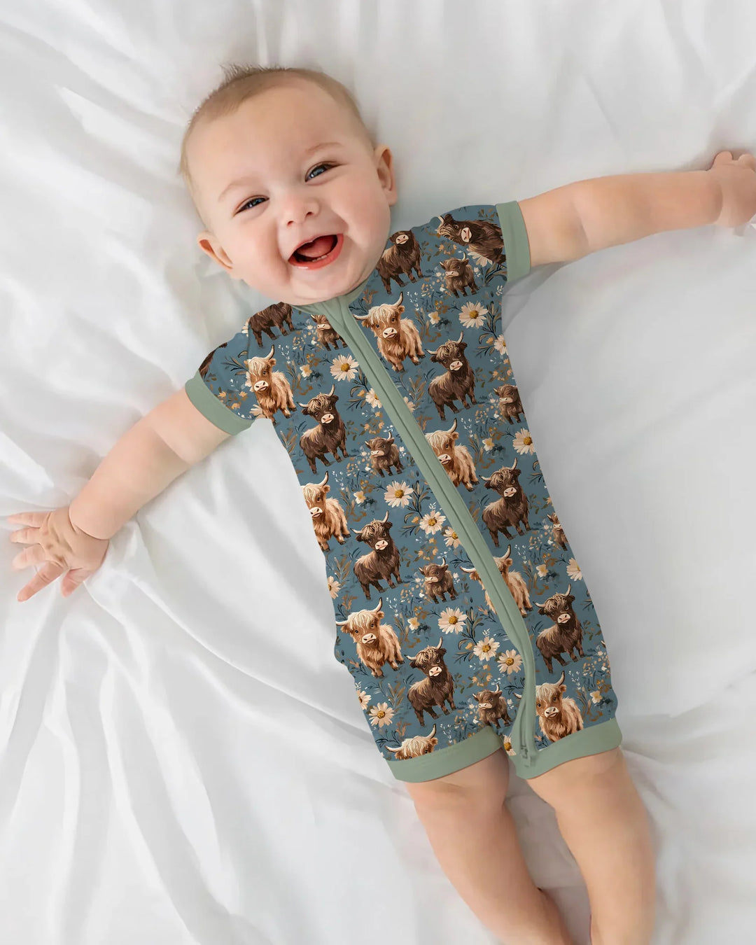 Majestic Highland Cows Family Matching Bamboo Shorty Zippy