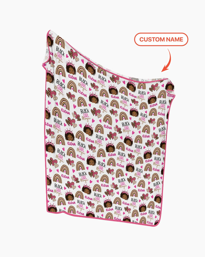Custom Name Black Girl Magic Bamboo Blanket
