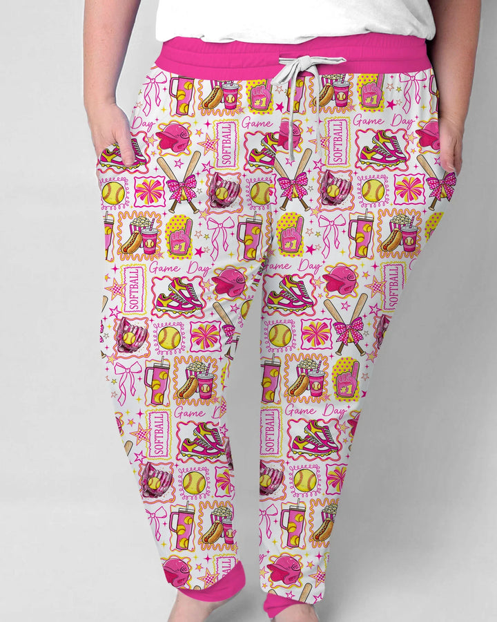 Pink Softball Game Day Bamboo Women Pajama Set