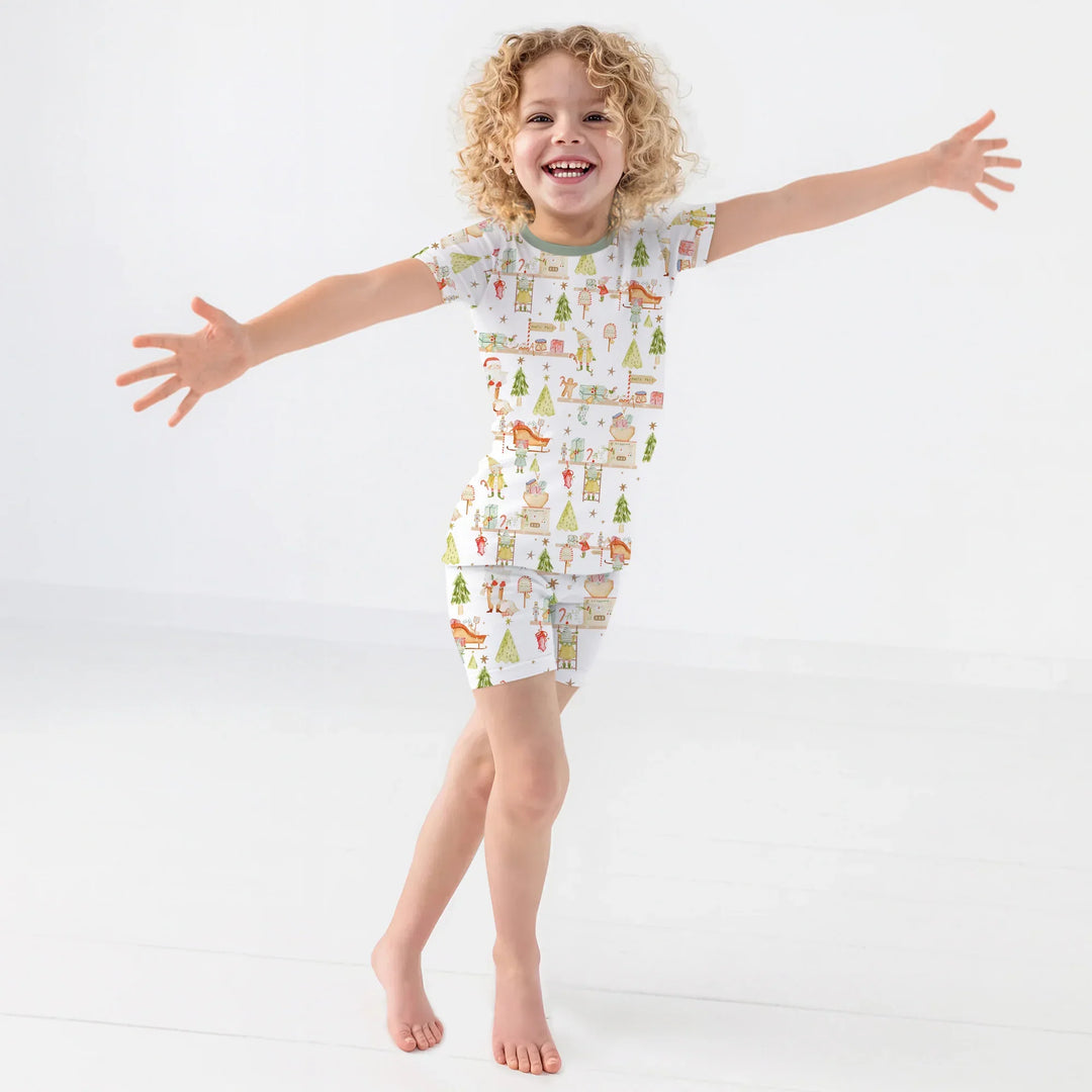 Santa's Workshop Two Piece Short Sleeve Shorts Pajama Set