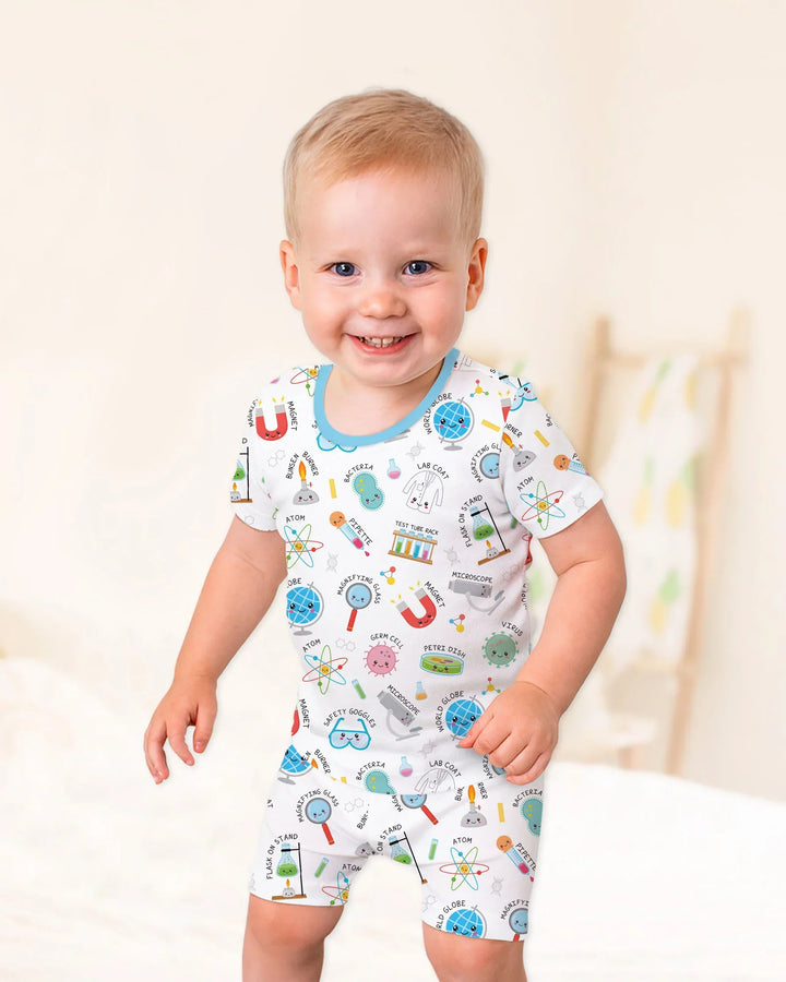 Science Fun Family Matching Bamboo Two Piece Short Sleeve Shorts Pajama Set