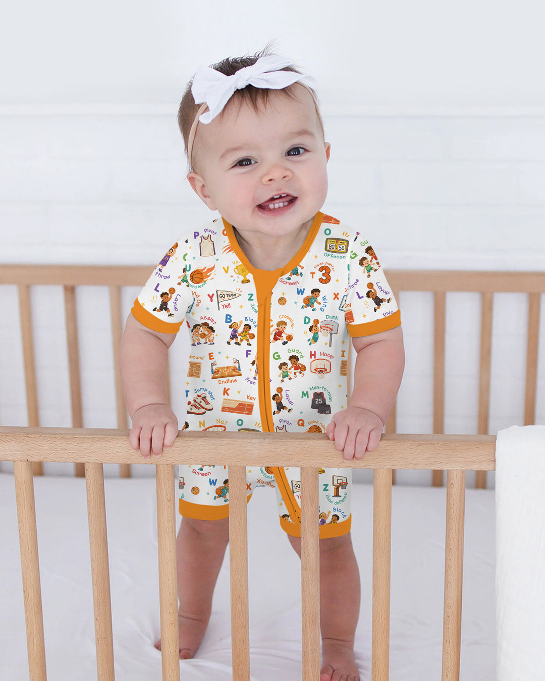 Basketball Alphabet Bamboo Shorty Zippy
