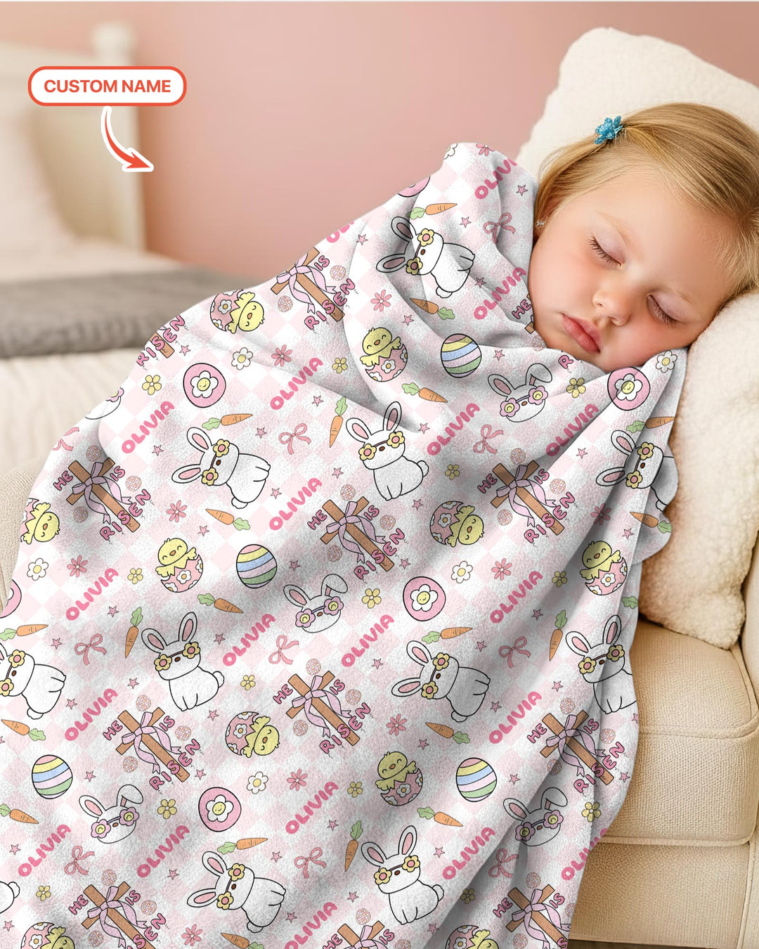 Custom Name Retro Easter Blanket