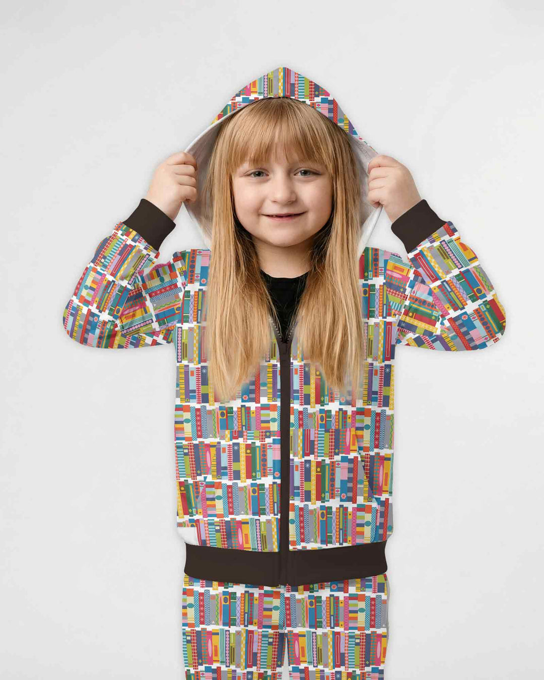 Rainbow Bookshelf Bamboo Zip Hoodie