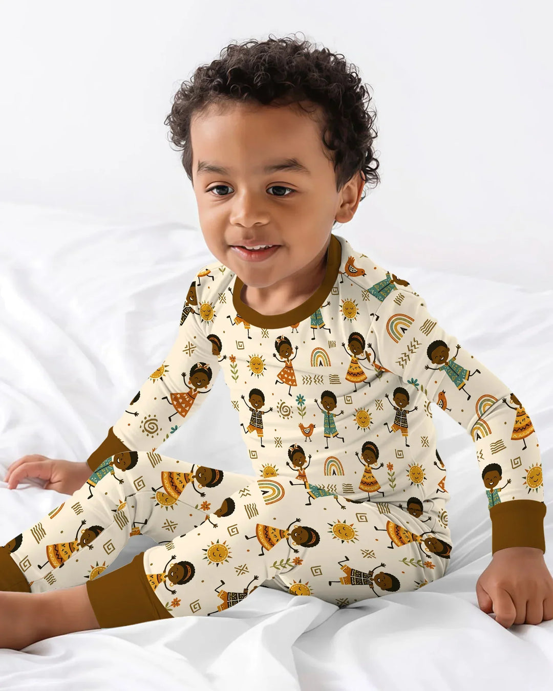 Cute African Heritage Bamboo Two Piece Long Sleeve Pajama Set