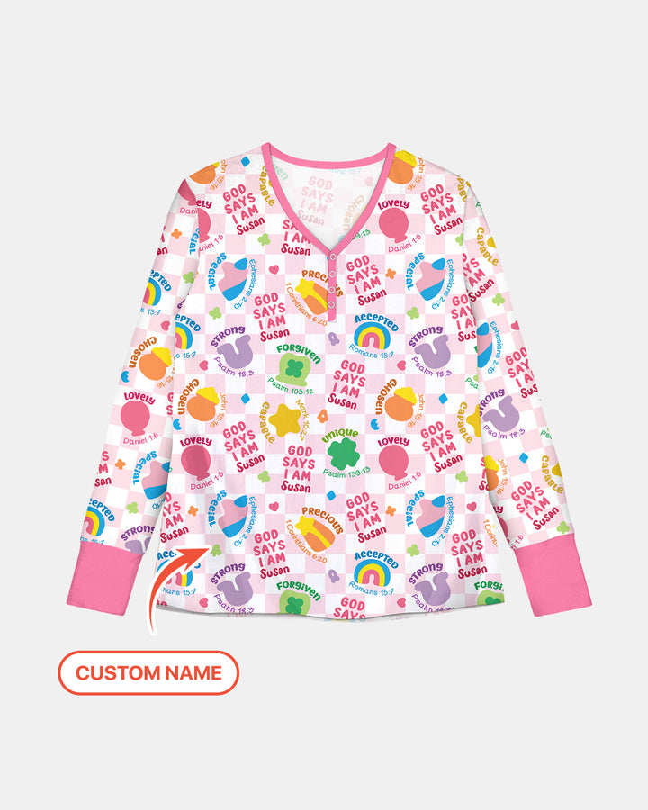 God Says I Am St. Patrick’s Day Custom Name Family Matching Women Pajama Set