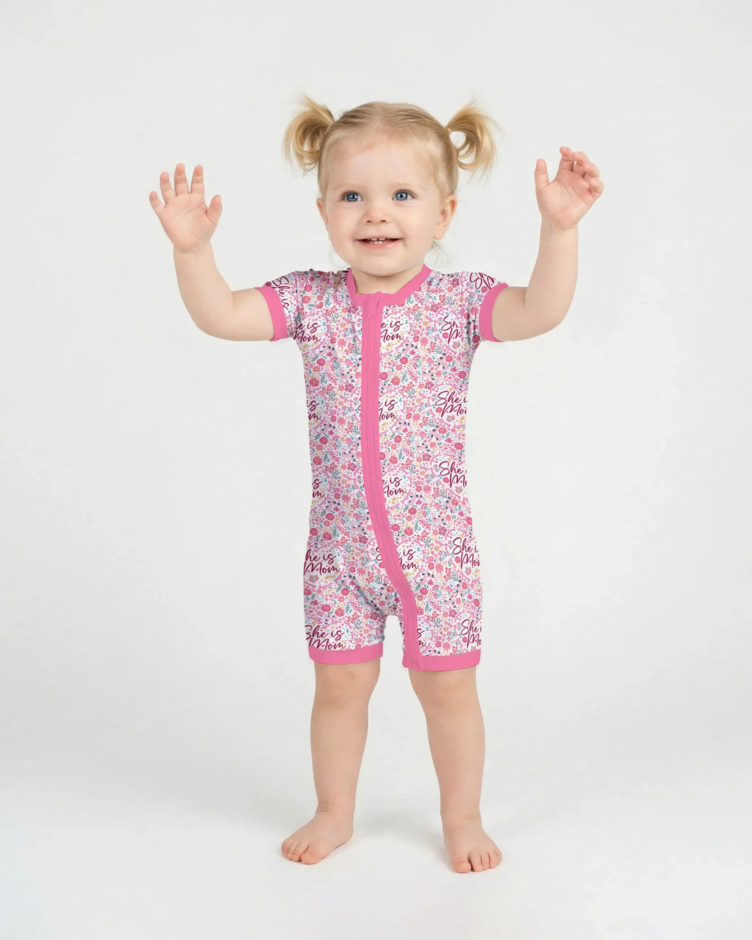 She Is Mom Floral Bamboo Shorty Zippy