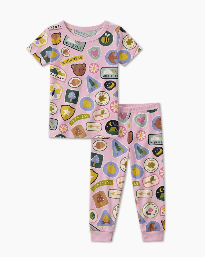 Conjunto de pijama de dos piezas de manga corta de bambú