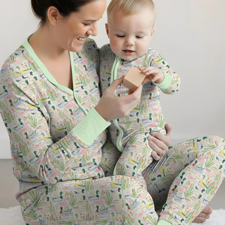 Whimsical Mallard Duck Custom Bamboo Women Pajama Set