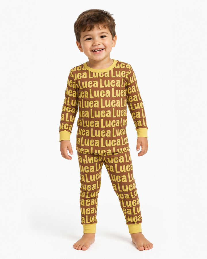 Little Letters Bamboo Two Piece Long Sleeve Pajama Set Bamboo Two Piece Long Sleeve Pajama Set