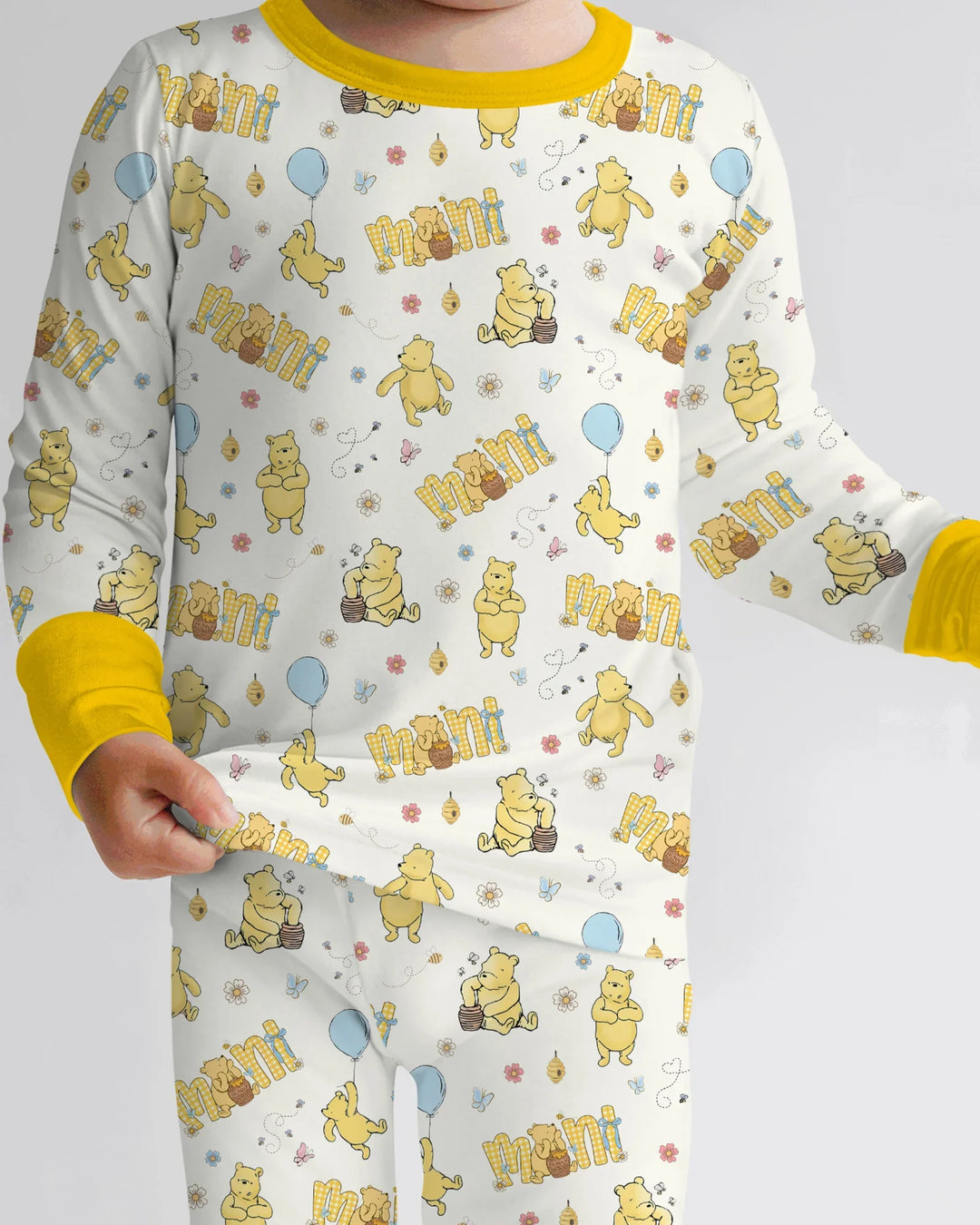 Conjunto de pijama de manga larga de dos piezas de bambú Mama & Mini Honey Bear