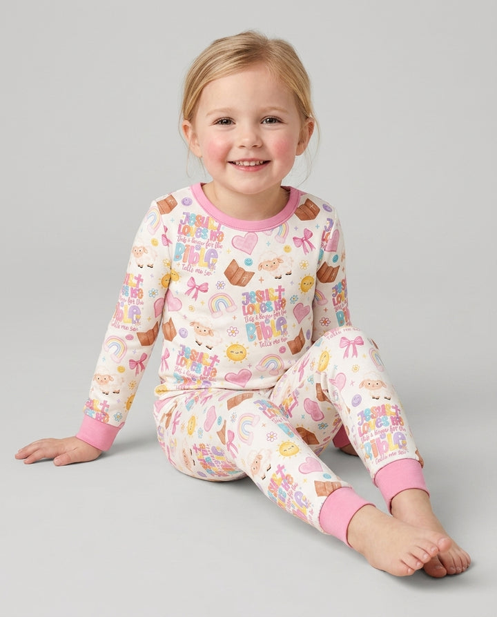 Jesus Loves Me This I Know Bamboo Two Piece Long Sleeve Pajama Set