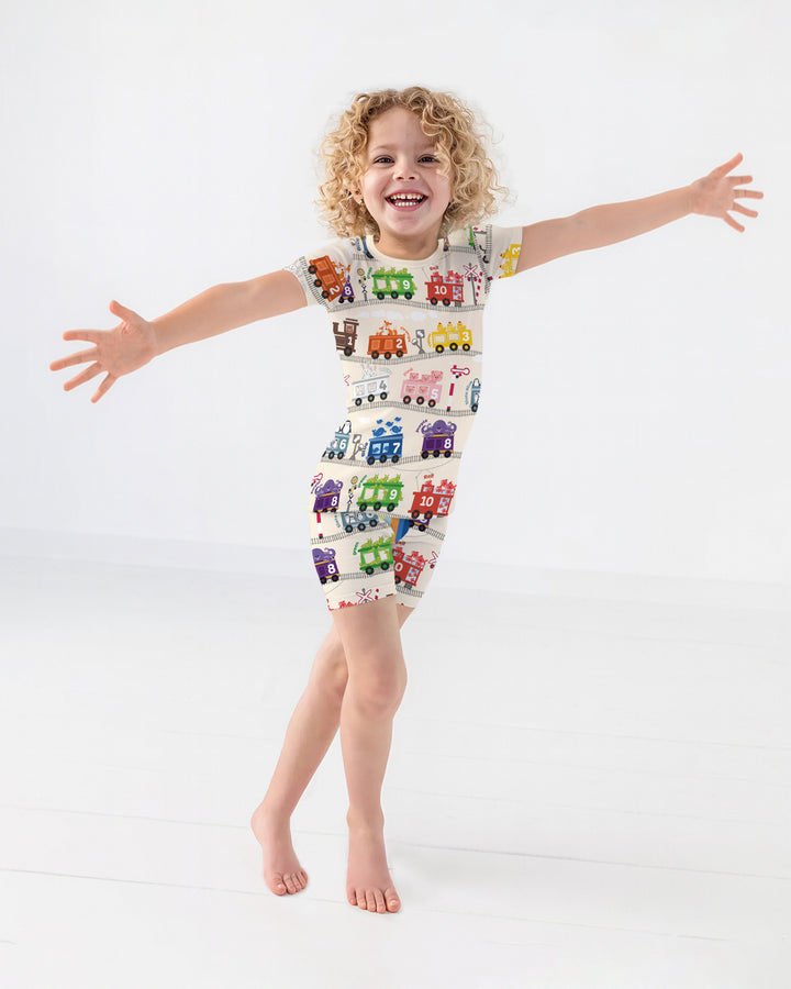 Color Train Bamboo Two Piece Short Sleeve Shorts Pajama Set