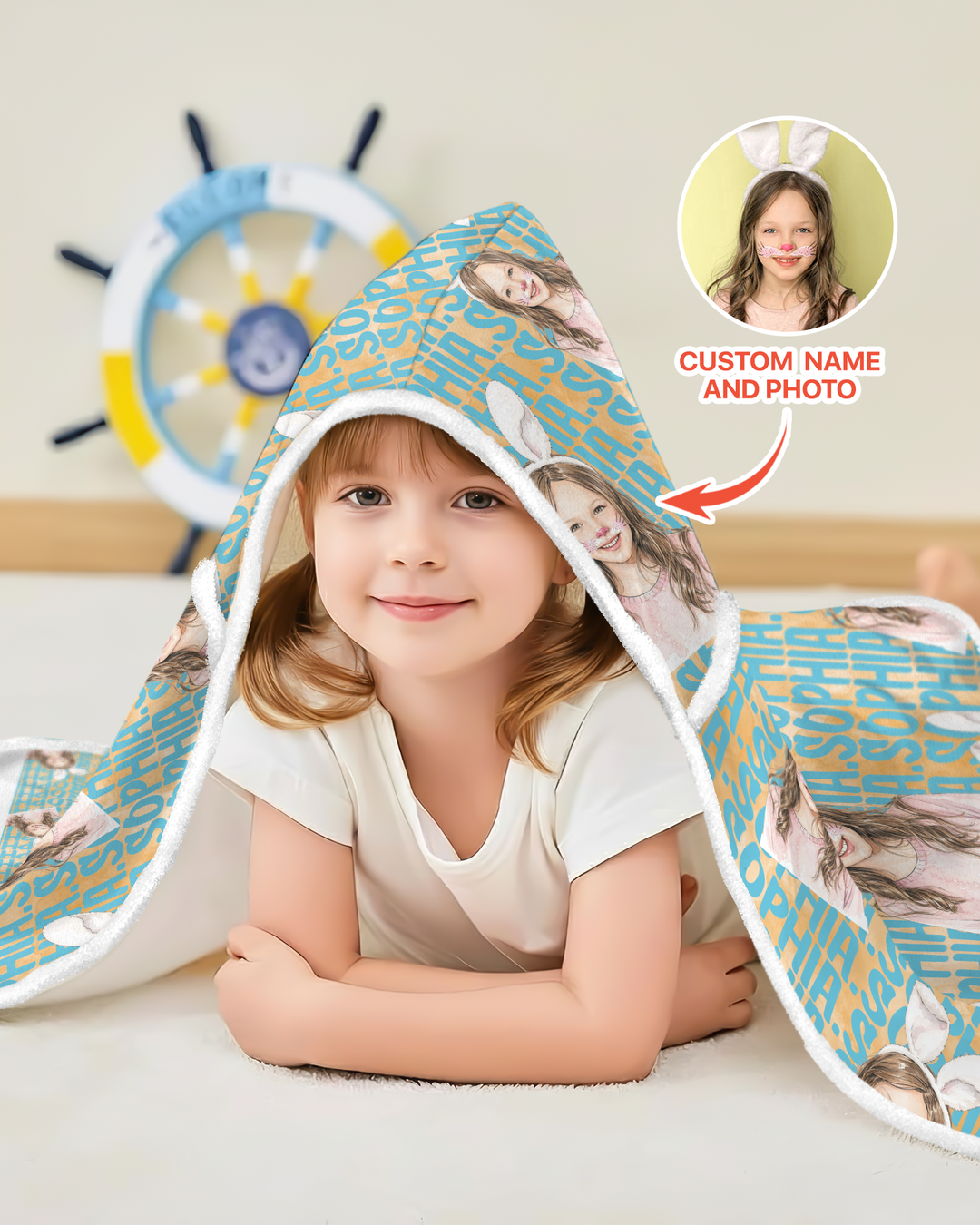 Colorful Kids Name Bamboo Blanket Hoodie