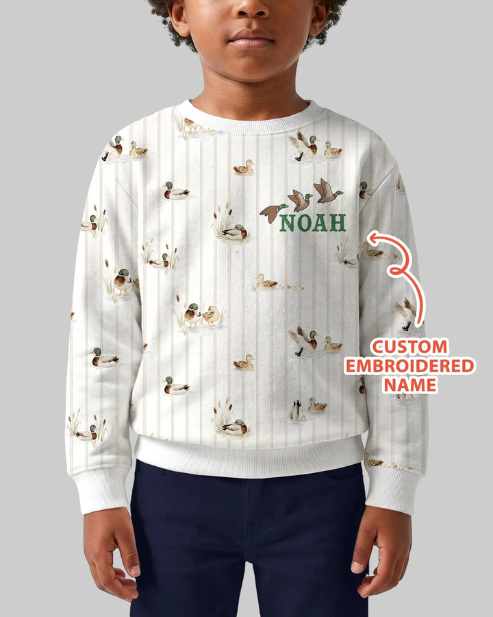 Custom Embroidered Name Mallard Duck Bamboo Crewneck Sweatshirt