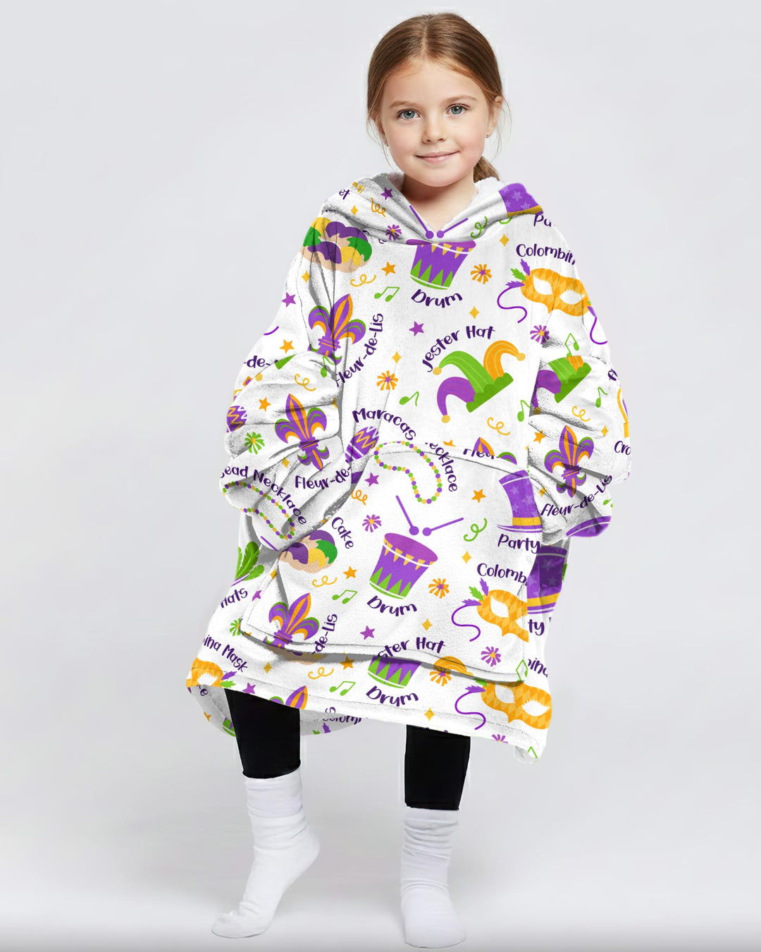 Mardi Gras Family Matching Blanket Hoodie