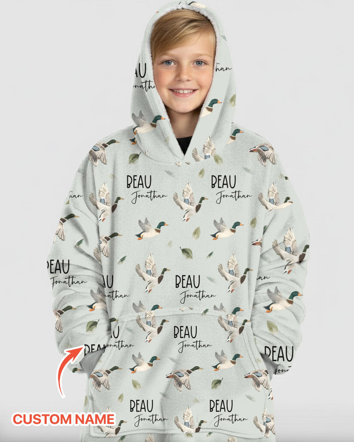 Custom Name Mallard Duck Blanket Hoodie